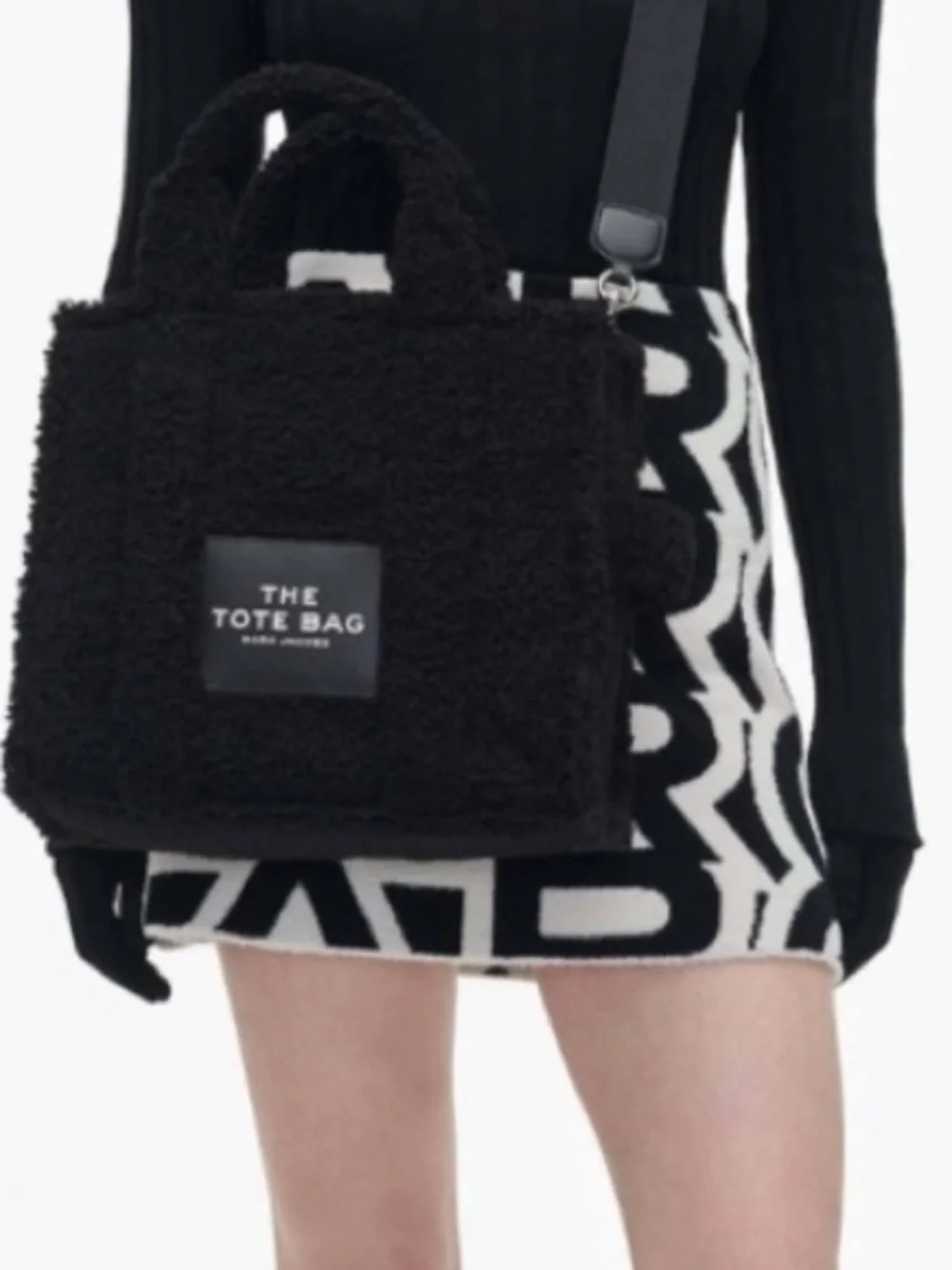 Marc Jacobs Black Terry Cloth Tote with Cream Logo NWT